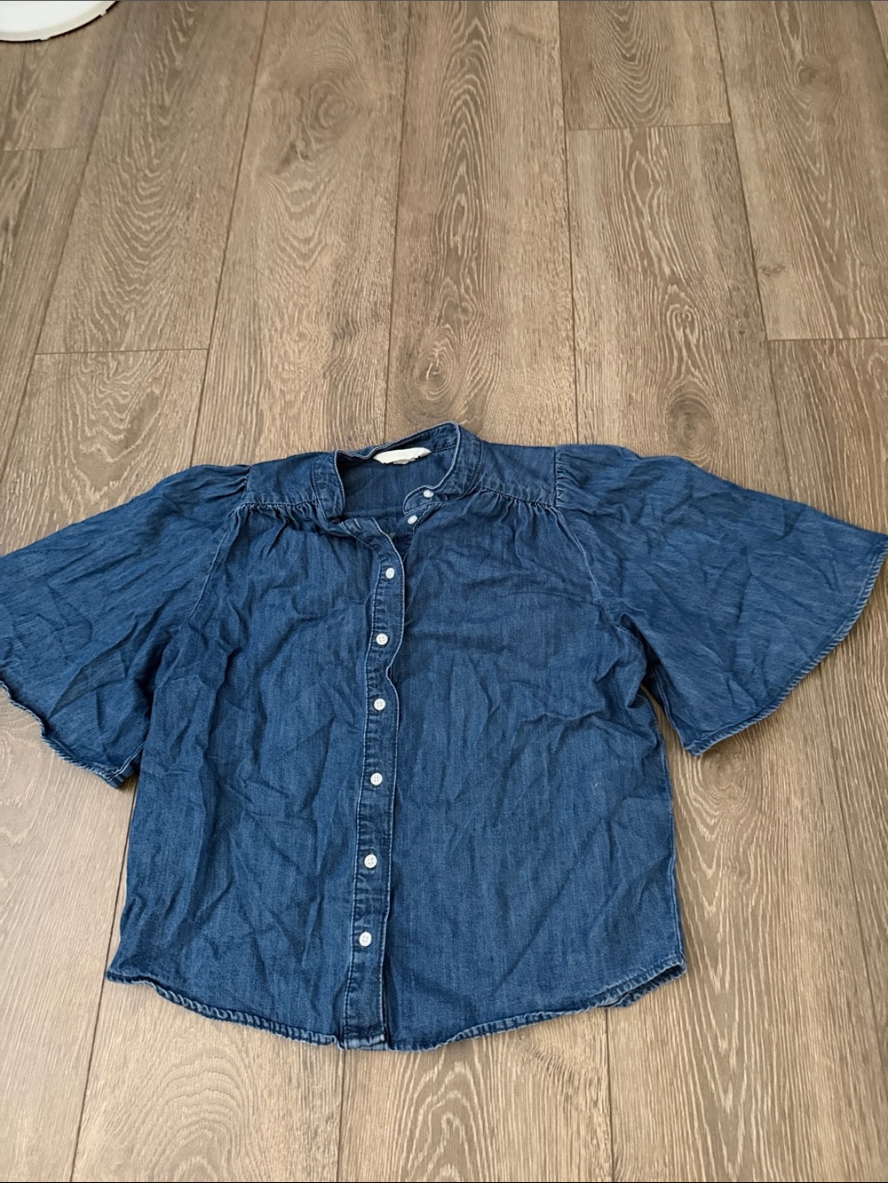 H&M Girls Blue Denim Button-Front Blouse